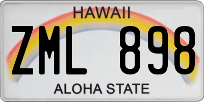 HI license plate ZML898