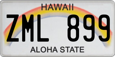 HI license plate ZML899
