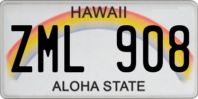 HI license plate ZML908