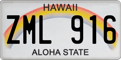 HI license plate ZML916