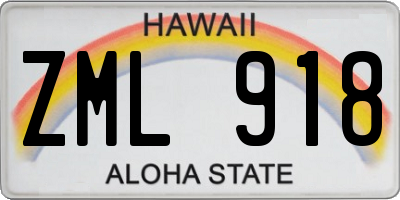 HI license plate ZML918