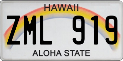 HI license plate ZML919
