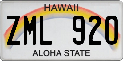 HI license plate ZML920