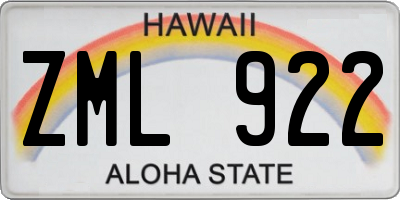 HI license plate ZML922