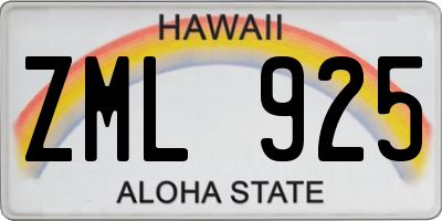 HI license plate ZML925