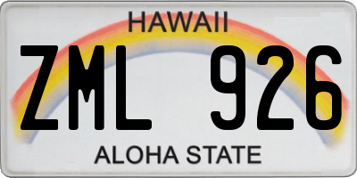 HI license plate ZML926