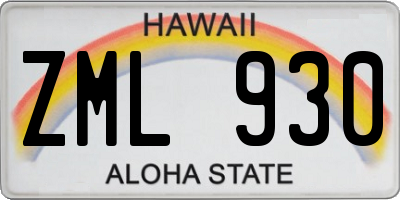 HI license plate ZML930
