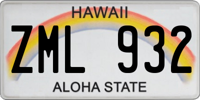 HI license plate ZML932