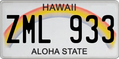 HI license plate ZML933
