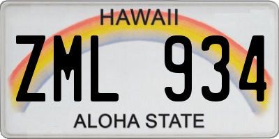 HI license plate ZML934