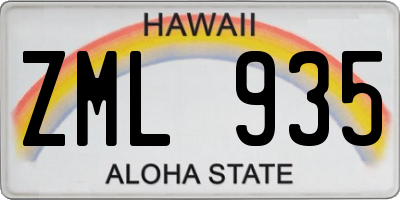 HI license plate ZML935