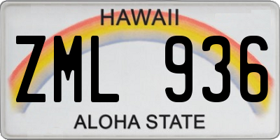 HI license plate ZML936