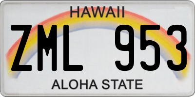 HI license plate ZML953