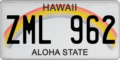HI license plate ZML962