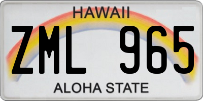 HI license plate ZML965
