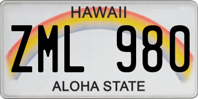 HI license plate ZML980