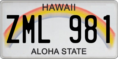 HI license plate ZML981