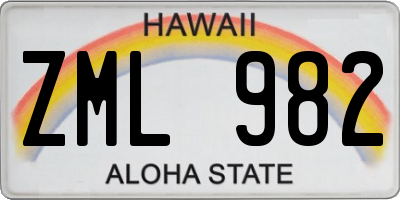 HI license plate ZML982