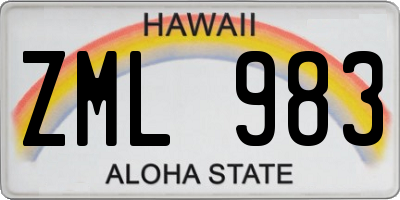 HI license plate ZML983