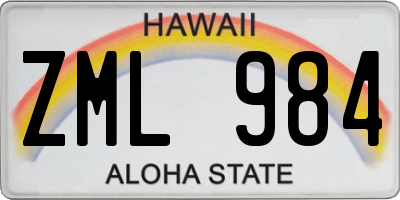 HI license plate ZML984