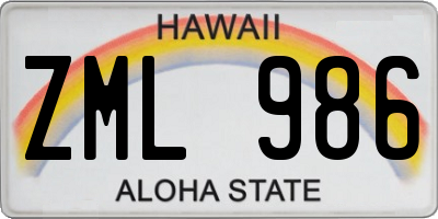 HI license plate ZML986