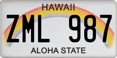 HI license plate ZML987