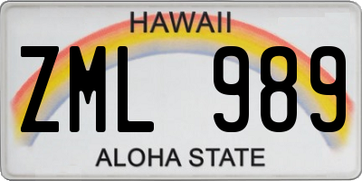 HI license plate ZML989