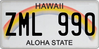 HI license plate ZML990