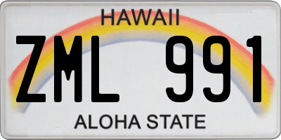 HI license plate ZML991
