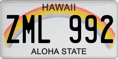 HI license plate ZML992