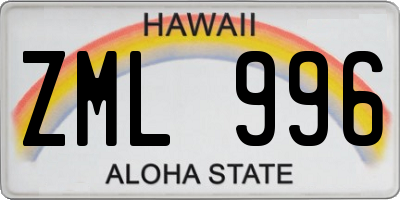 HI license plate ZML996