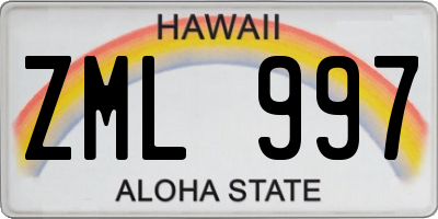 HI license plate ZML997