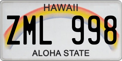 HI license plate ZML998