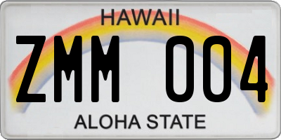 HI license plate ZMM004
