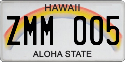 HI license plate ZMM005