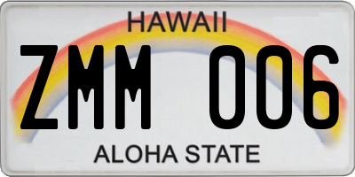 HI license plate ZMM006