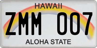 HI license plate ZMM007