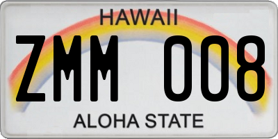 HI license plate ZMM008