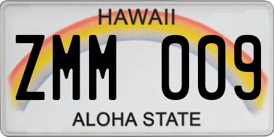 HI license plate ZMM009