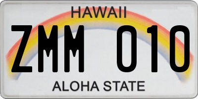 HI license plate ZMM010