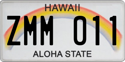 HI license plate ZMM011