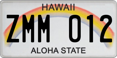 HI license plate ZMM012