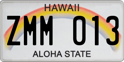 HI license plate ZMM013