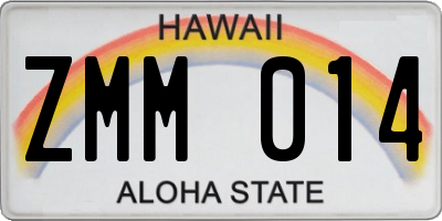 HI license plate ZMM014