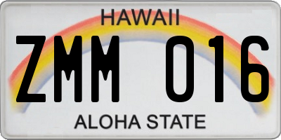 HI license plate ZMM016