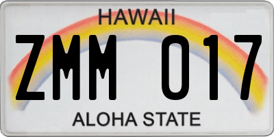 HI license plate ZMM017