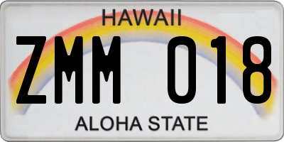 HI license plate ZMM018