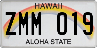 HI license plate ZMM019
