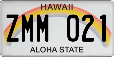 HI license plate ZMM021