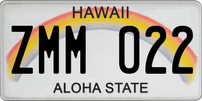 HI license plate ZMM022